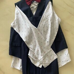 Tommy Hilfiger Boys Navy Vest & Polka Dot Shirt with Red Bow Tie